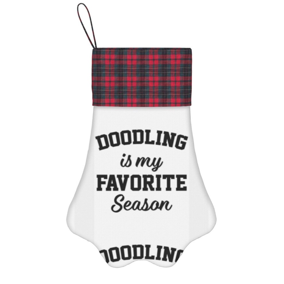 (Doodling Is My Favorite Season Funny Doodling Lover=9585) Paw Christmas Stockings Buffalo Tartan Plaid for Cats Dogs Pet Hanging Xmas Tree Decoration