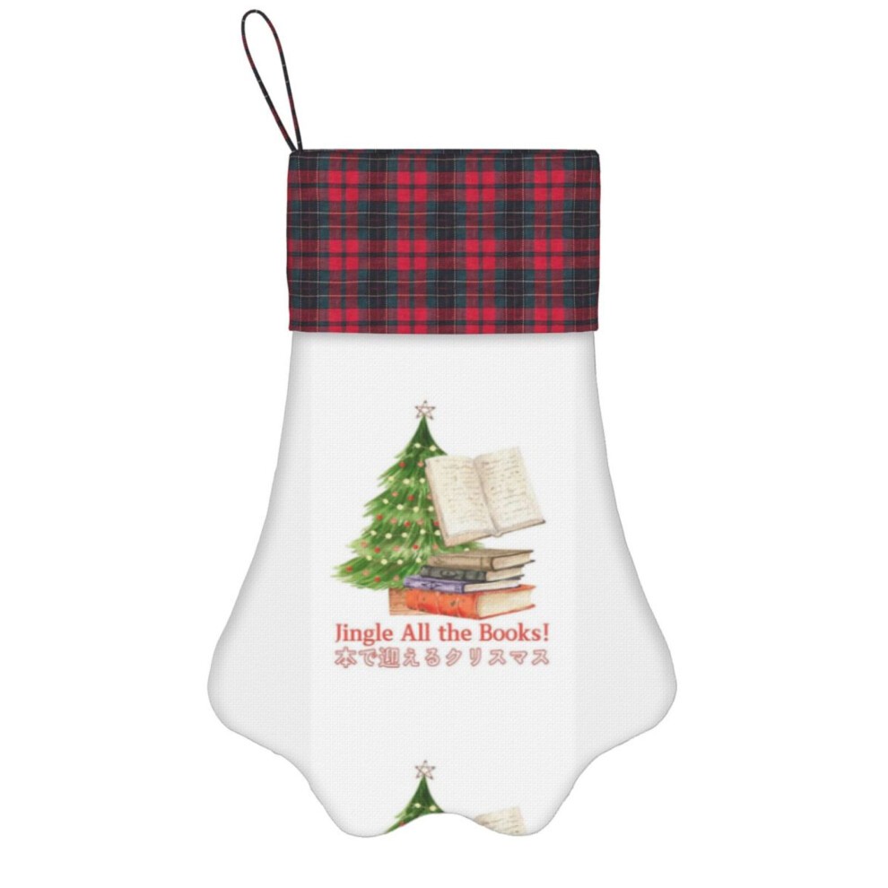 (Christmas Read Christmas Reading Japanese Kanji=5674) Paw Christmas Stockings Buffalo Tartan Plaid for Cats Dogs Pet Hanging Xmas Tree Decorations