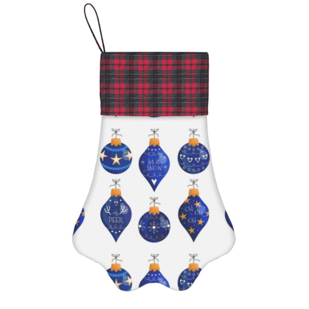 (Chinoiserie=4081) Paw Christmas Stockings Buffalo Tartan Plaid for Cats Dogs Pet Hanging Xmas Tree Decorations