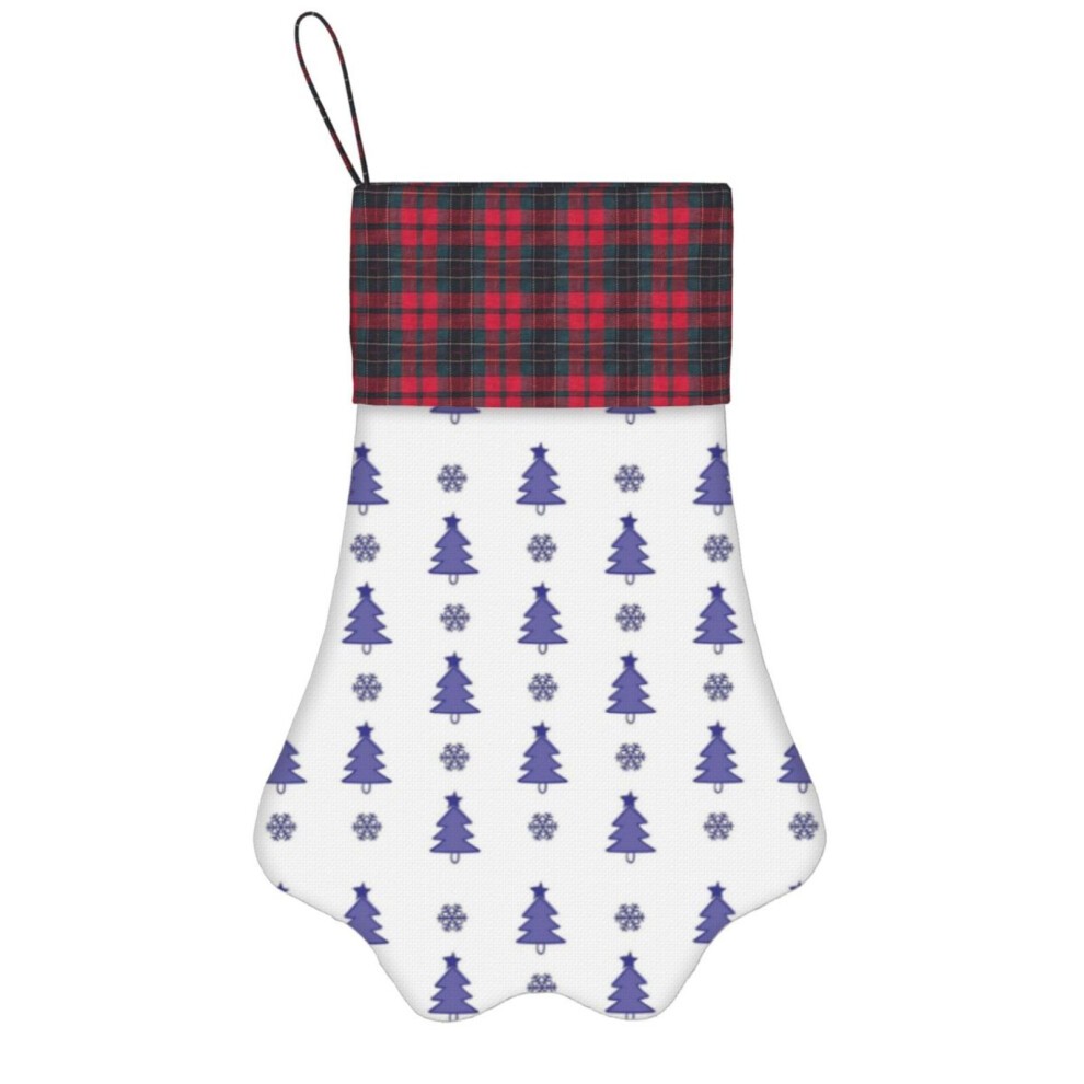 (Blue and White Christmas Pattern=9734) Paw Christmas Stockings Buffalo Tartan Plaid for Cats Dogs Pet Hanging Xmas Tree Decorations