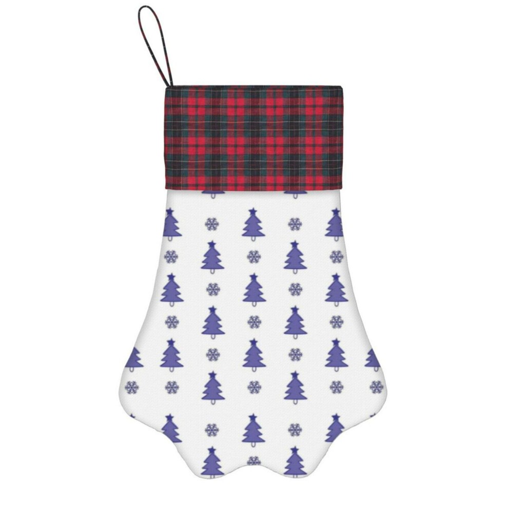 (Blue and White Christmas Pattern=9734) Paw Christmas Stockings Buffalo Tartan Plaid for Cats Dogs Pet Hanging Xmas Tree Decorations thumbnail