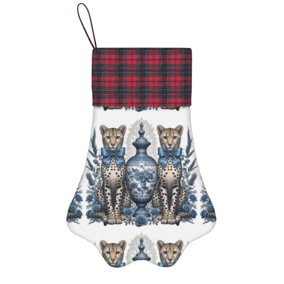(Blue and White Christmas=9598) Paw Christmas Stockings Buffalo Tartan Plaid for Cats Dogs Pet Hanging Xmas Tree Decorations