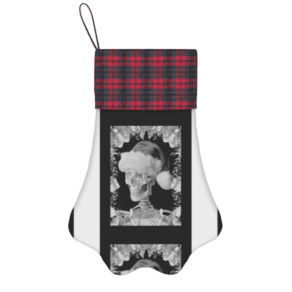 (Skeleton Christmas Xmas Gothic Horror Seasons Greetings Skull=4888) Paw Christmas Stockings Buffalo Tartan Plaid for Cats Dogs Pet Hanging Xmas Tree