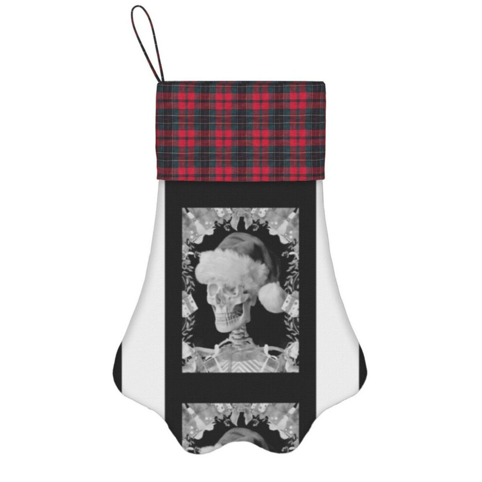 (Skeleton Christmas Xmas Gothic Horror Seasons Greetings Skull=4888) Paw Christmas Stockings Buffalo Tartan Plaid for Cats Dogs Pet Hanging Xmas Tree thumbnail