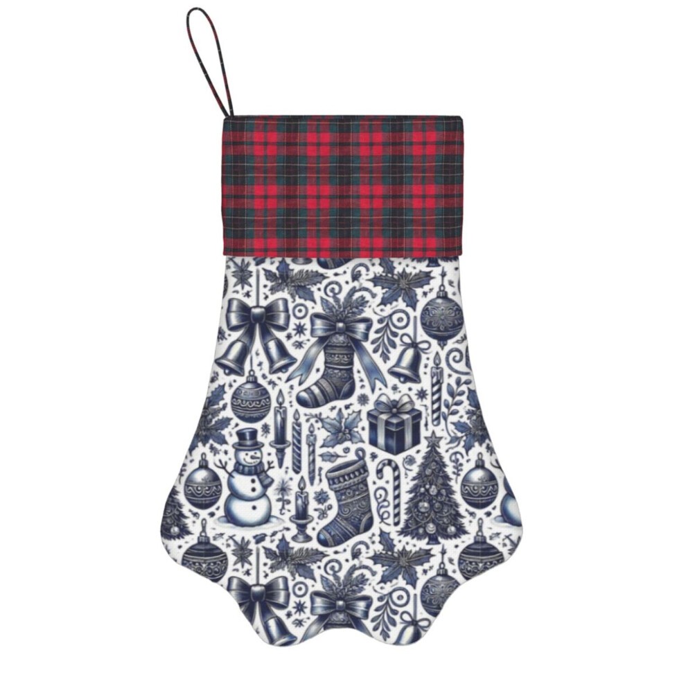 (Vintage Christmas Elegance=7950) Paw Christmas Stockings Buffalo Tartan Plaid for Cats Dogs Pet Hanging Xmas Tree Decorations