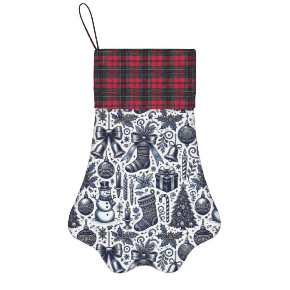 (Vintage Christmas Elegance=7950) Paw Christmas Stockings Buffalo Tartan Plaid for Cats Dogs Pet Hanging Xmas Tree Decorations thumbnail