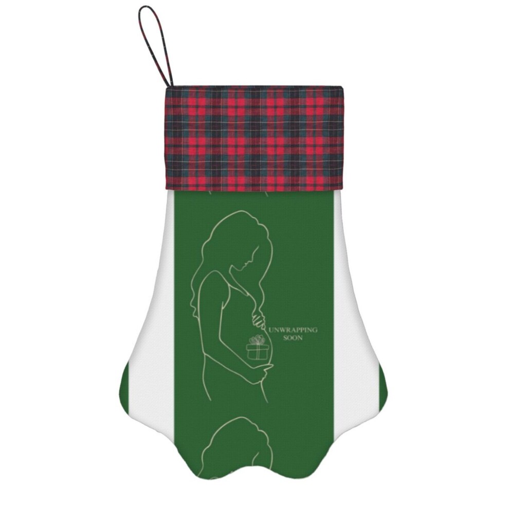 (Unwrapping Soon Christmas Pregnancy - Cute Gift Box Maternity Christmas Gift=10277) Paw Christmas Stockings Buffalo Tartan Plaid for Cats Dogs Pet Ha