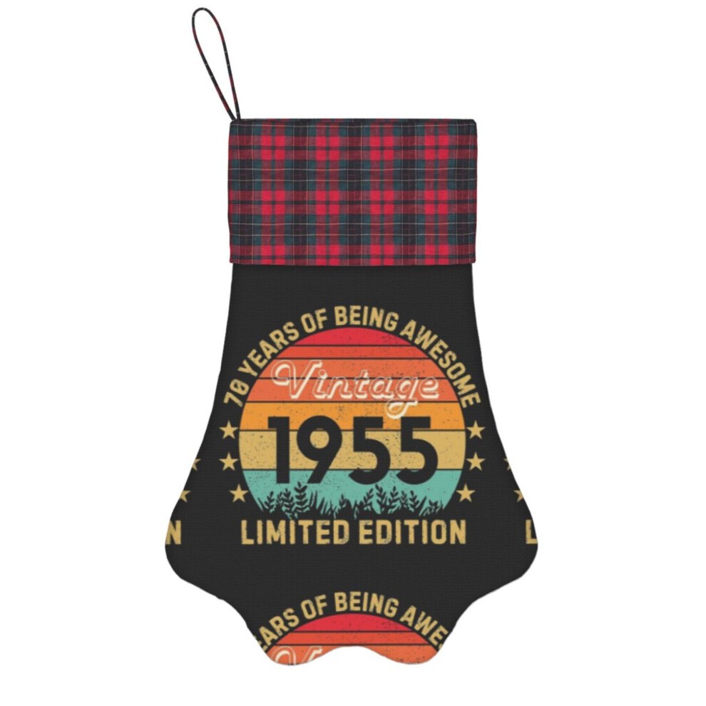 (Vintage 1955 Limited Edition Made in 1955 70 Years of Being Awesome=6990) Paw Christmas Stockings Buffalo Tartan Plaid for Cats Dogs Pet Hanging Xmas