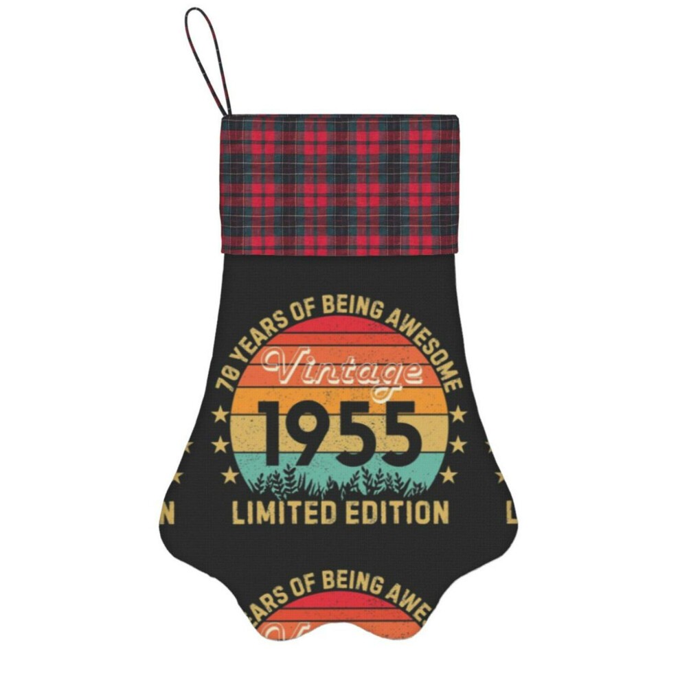 (Vintage 1955 Limited Edition Made in 1955 70 Years of Being Awesome=6990) Paw Christmas Stockings Buffalo Tartan Plaid for Cats Dogs Pet Hanging Xmas thumbnail
