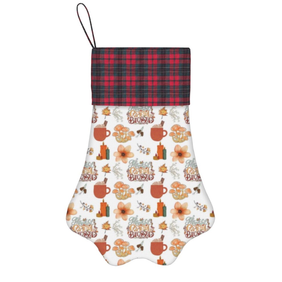 (Thankful, Grateful, Blessed Holiday Pattern=4962) Paw Christmas Stockings Buffalo Tartan Plaid for Cats Dogs Pet Hanging Xmas Tree Decorations