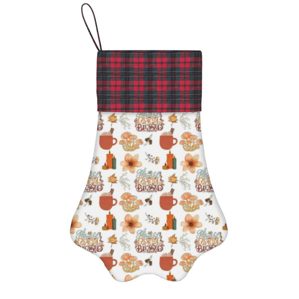 (Thankful, Grateful, Blessed Holiday Pattern=4962) Paw Christmas Stockings Buffalo Tartan Plaid for Cats Dogs Pet Hanging Xmas Tree Decorations thumbnail