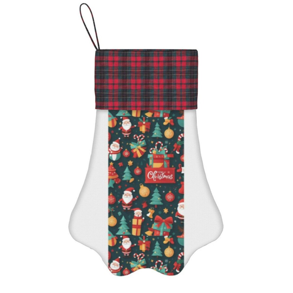 (Santa Claus Reindeer Festive Holiday Design for iPhone Models=6229) Paw Christmas Stockings Buffalo Tartan Plaid for Cats Dogs Pet Hanging Xmas Tree thumbnail