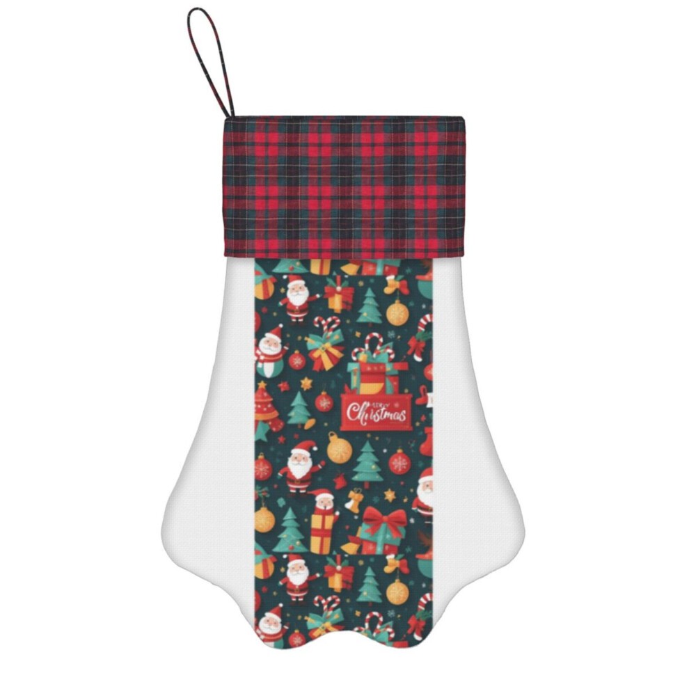 (Santa Claus Reindeer Festive Holiday Design for iPhone Models=6229) Paw Christmas Stockings Buffalo Tartan Plaid for Cats Dogs Pet Hanging Xmas Tree