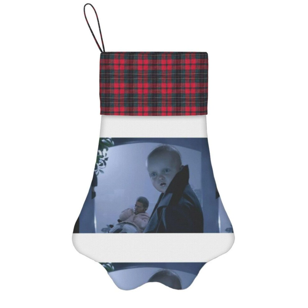 (Resident Evil 8 Village Baby Chris and Adult Rose Winters Meme=10130) Paw Christmas Stockings Buffalo Tartan Plaid for Cats Dogs Pet Hanging Xmas Tre thumbnail