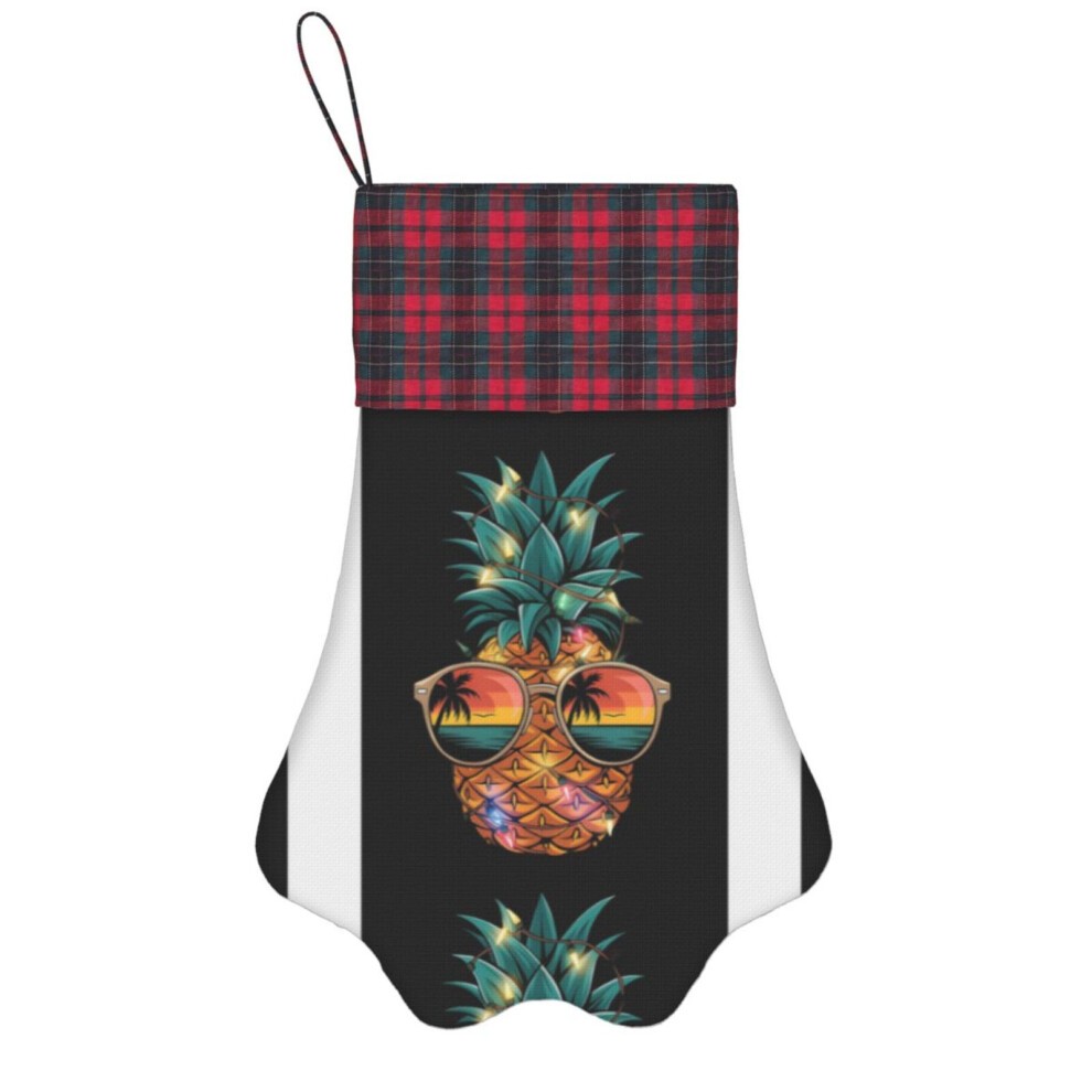(Pineapple Christmas Tree Lights Sunglasses Women Boys Colorful=9657) Paw Christmas Stockings Buffalo Tartan Plaid for Cats Dogs Pet Hanging Xmas Tree