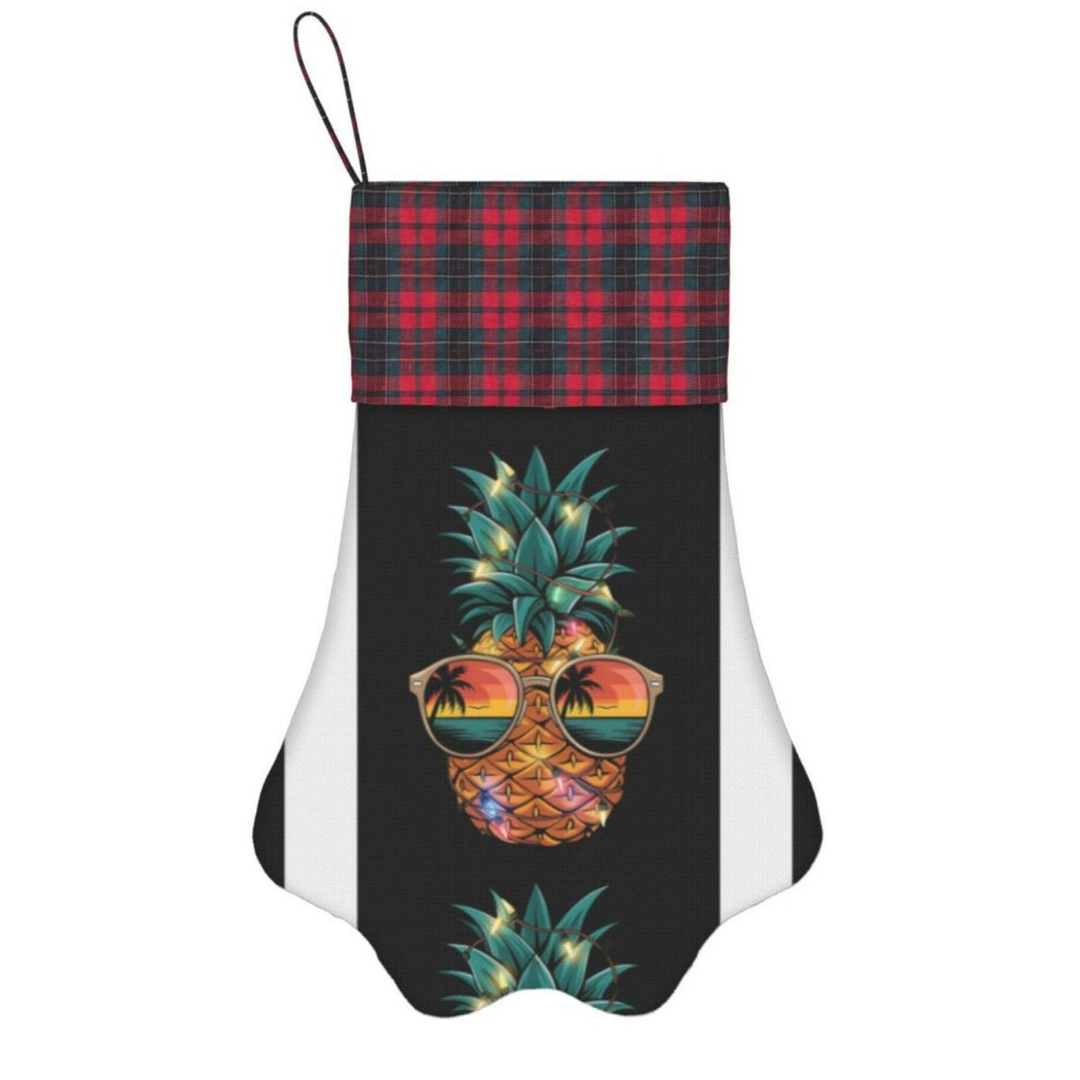 (Pineapple Christmas Tree Lights Sunglasses Women Boys Colorful=9657) Paw Christmas Stockings Buffalo Tartan Plaid for Cats Dogs Pet Hanging Xmas Tree thumbnail