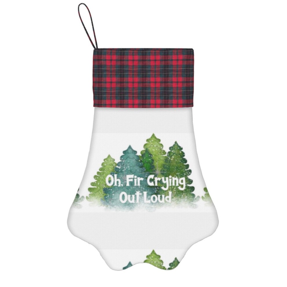 (Oh, Fir Crying Out Loud=5588) Paw Christmas Stockings Buffalo Tartan Plaid for Cats Dogs Pet Hanging Xmas Tree Decorations