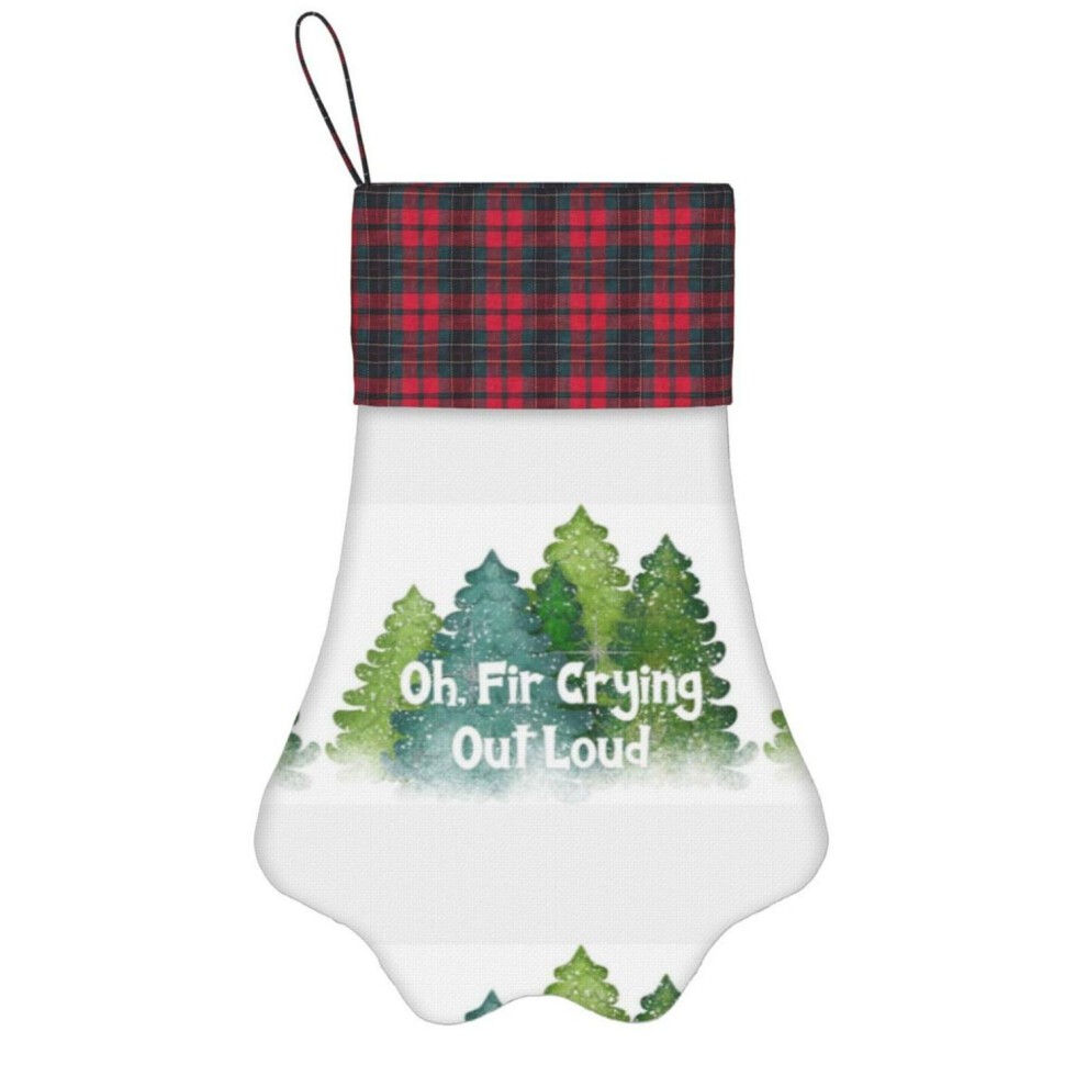 (Oh, Fir Crying Out Loud=5588) Paw Christmas Stockings Buffalo Tartan Plaid for Cats Dogs Pet Hanging Xmas Tree Decorations thumbnail