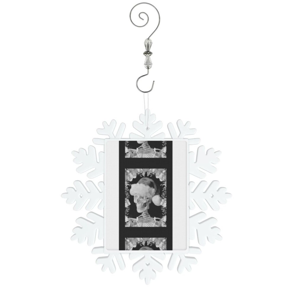 (Skeleton Christmas Xmas Gothic Horror Seasons Greetings Skull-4888) Christmas Snowflake Ornament Tree Decoration Novelty Gift Idea with Hook Keepsake