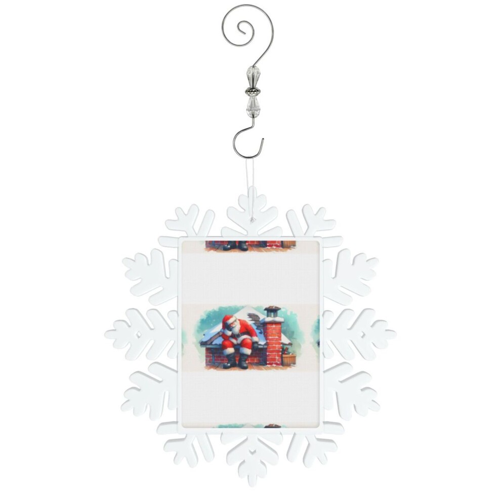 (Santa Gives up-3443) Christmas Snowflake Ornament Tree Decoration Novelty Gift Idea with Hook Keepsake for Family Friends