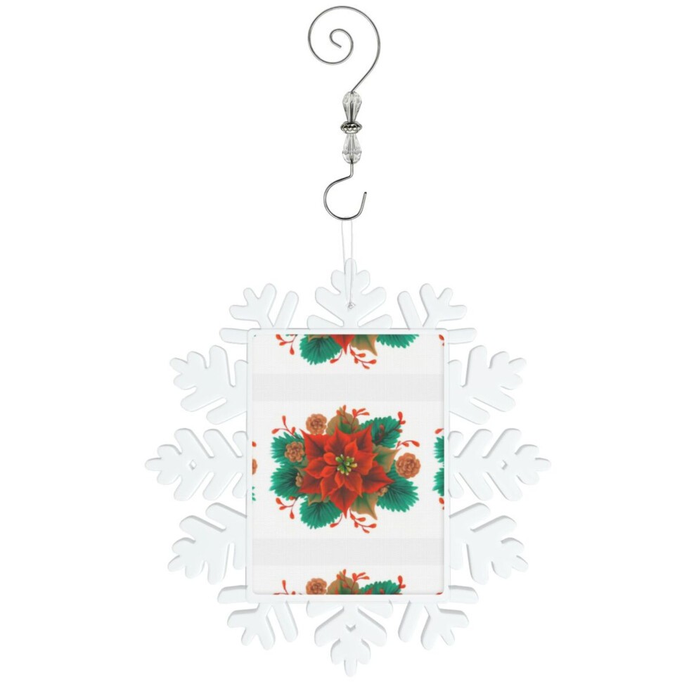 (Poinsettia with Cones=9332) Christmas Ornament Snowflake Tree Decoration Car Hanging Charm Gift with Hook Keepsake for Friends Family