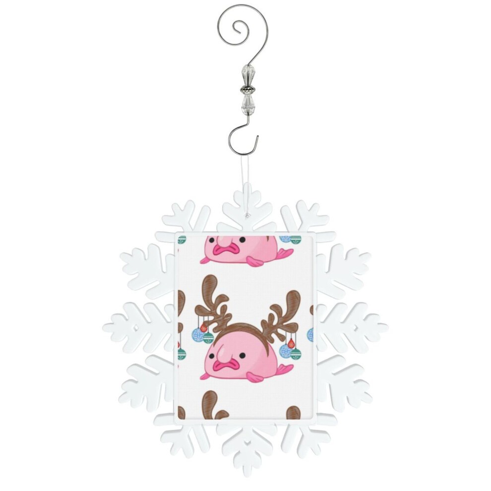 (Reindeer Blobfish=3119) Christmas Ornament Snowflake Tree Decoration Car Hanging Charm Gift with Hook Keepsake for Friends Family