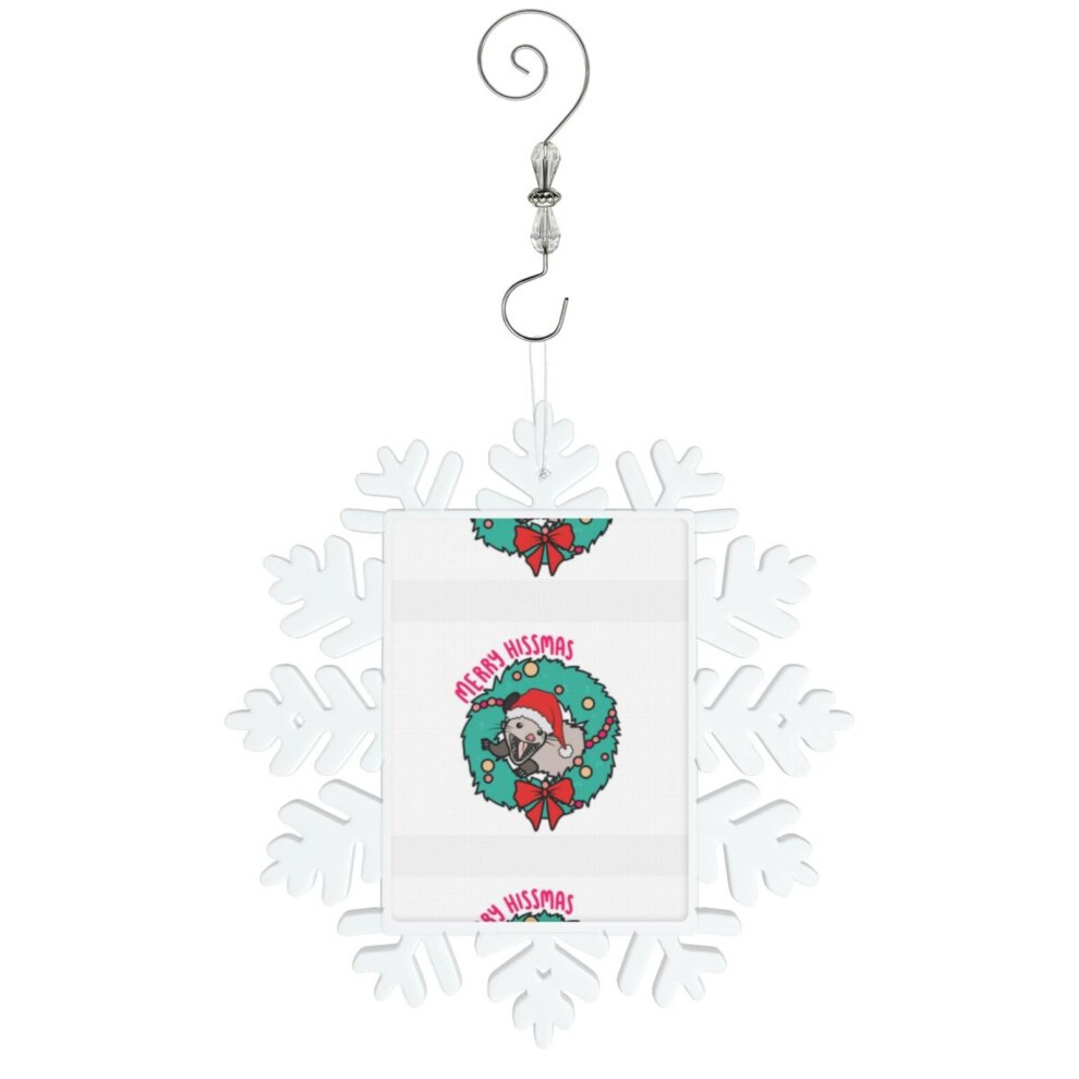 (Merry Hissmas Possum=6051) Christmas Ornament Snowflake Tree Decoration Car Hanging Charm Gift with Hook Keepsake for Friends Family