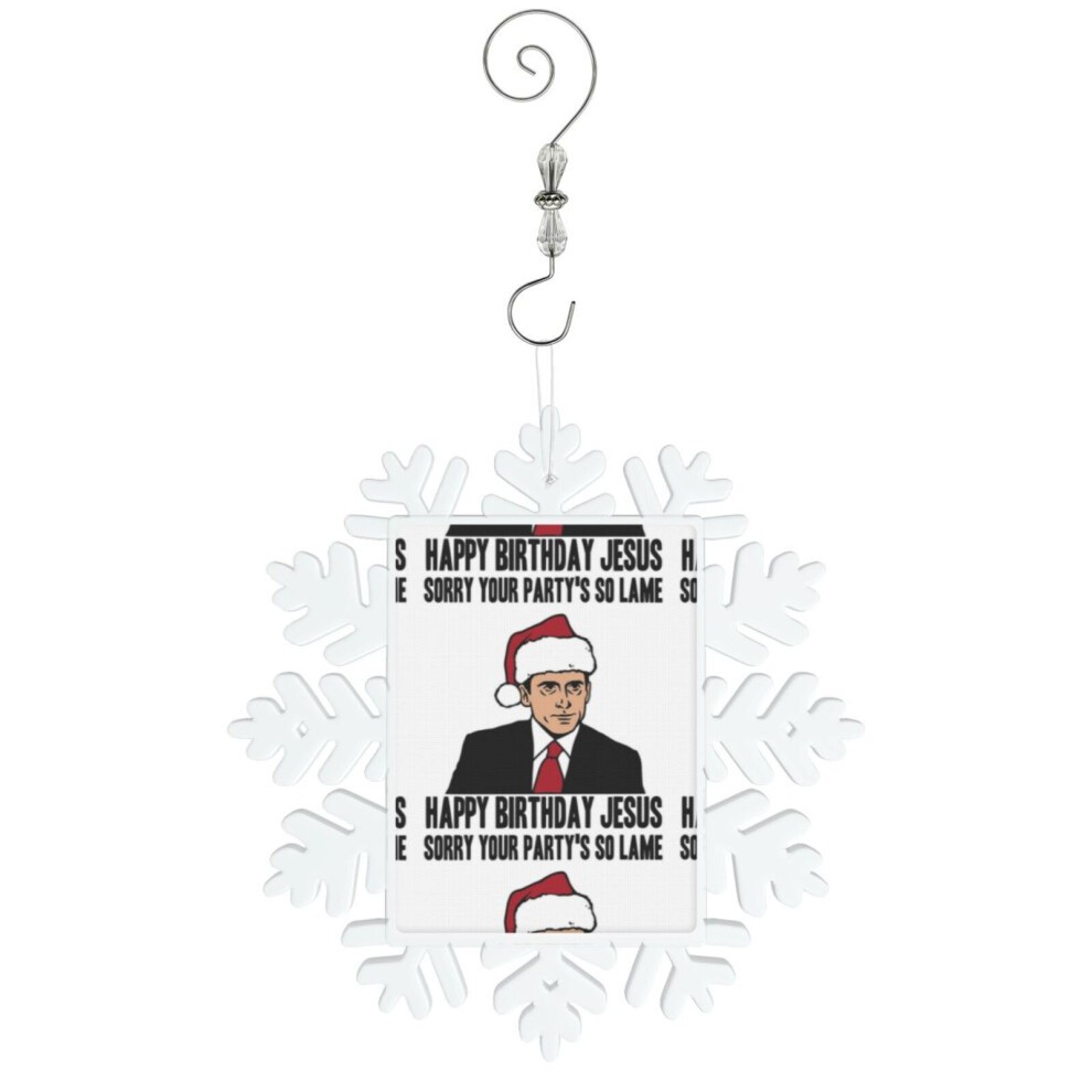 (Happy Birthday Jesus Sorry Your Party's So Lame=5797) Christmas Ornament Snowflake Tree Decoration Car Hanging Charm Gift with Hook Keepsake for Frie