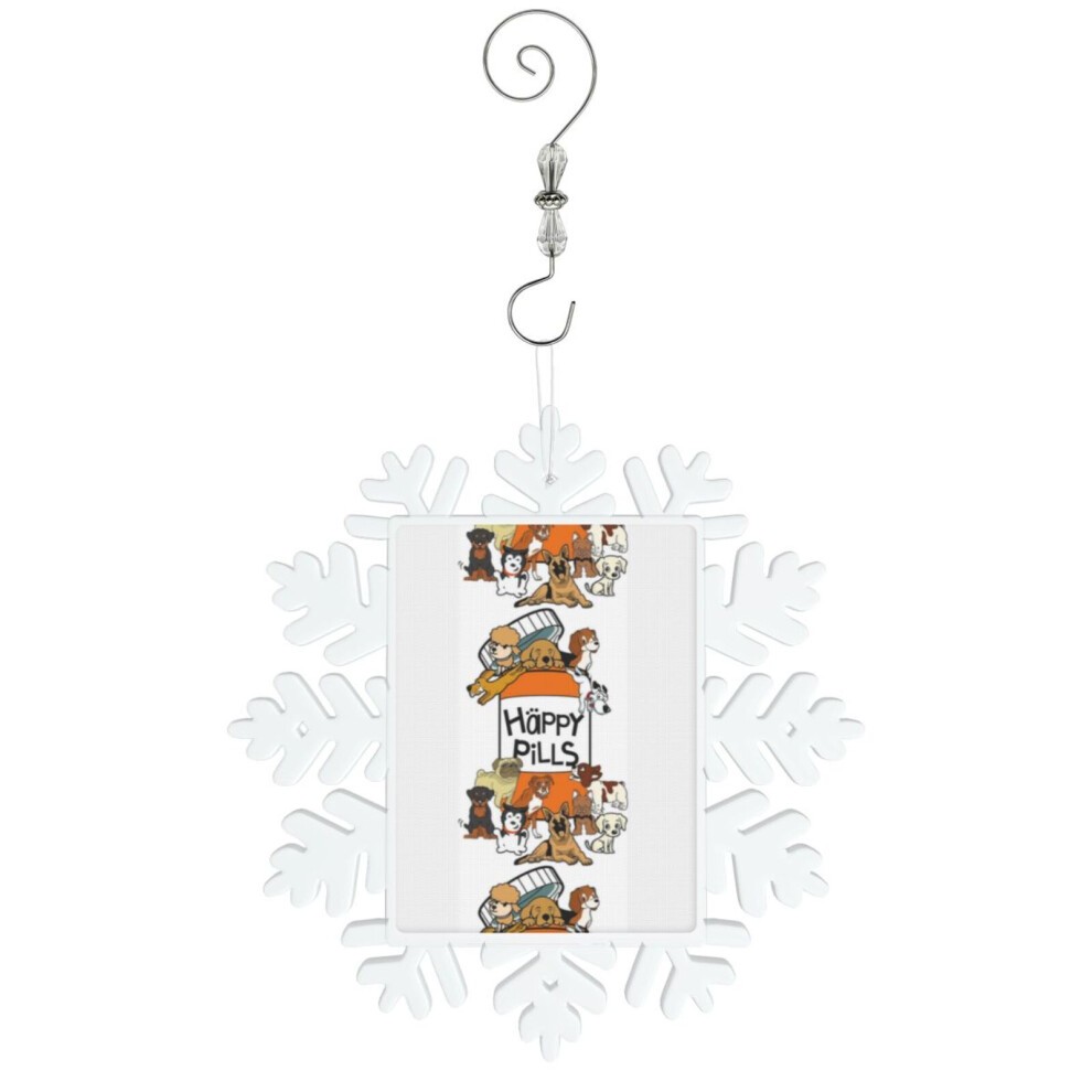 (Happy Pills Dog Mens Ladies Unisex Tanktop Sweater iPhone Tablet Case Gift=9318) Christmas Ornament Snowflake Tree Decoration Car Hanging Charm Gift