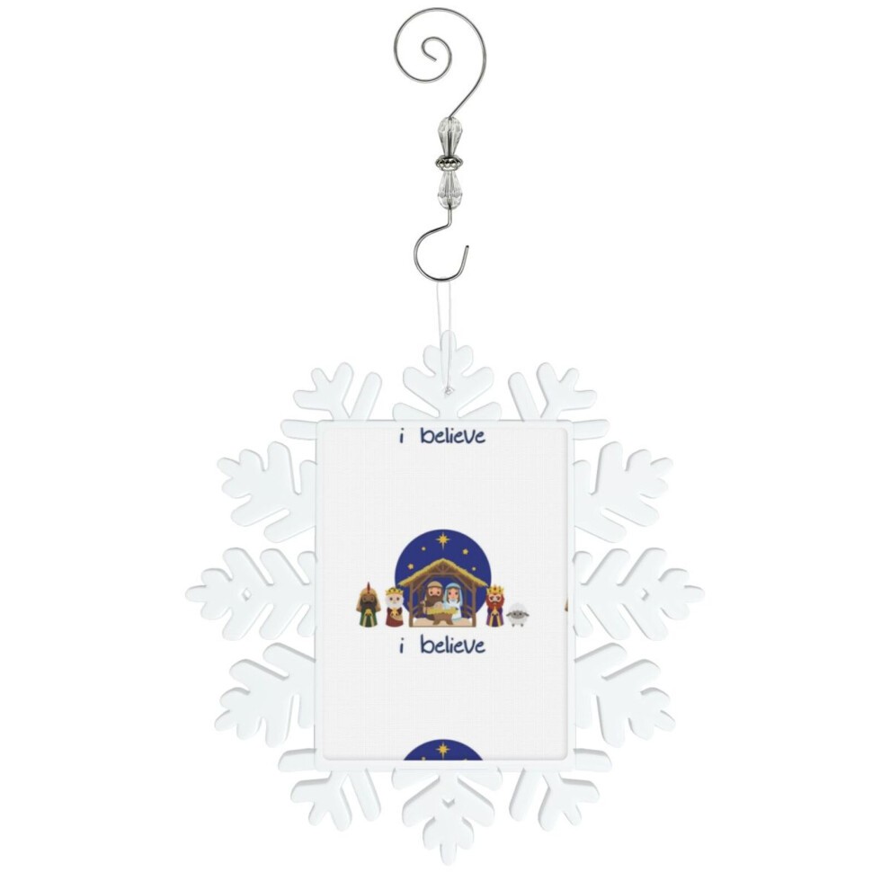 (I Believe Kids Version=6222) Christmas Ornament Snowflake Tree Decoration Car Hanging Charm Gift with Hook Keepsake for Friends Family