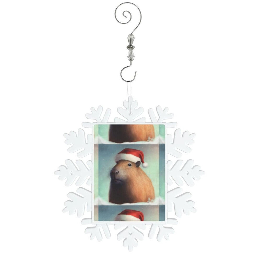 (Christmasybara in the Snow=10277) Christmas Ornament Snowflake Tree Decoration Car Hanging Charm Gift with Hook Keepsake for Friends Family