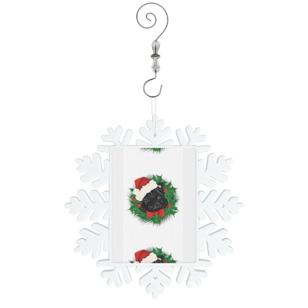 (Cute Pug Christmas Shirt and Mug=9657) Christmas Ornament Snowflake Tree Decoration Car Hanging Charm Gift with Hook Keepsake for Friends Family