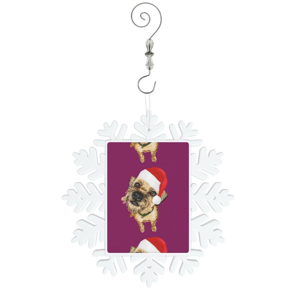 (Christmas Border Terrier=9764) Christmas Ornament Snowflake Tree Decoration Car Hanging Charm Gift with Hook Keepsake for Friends Family