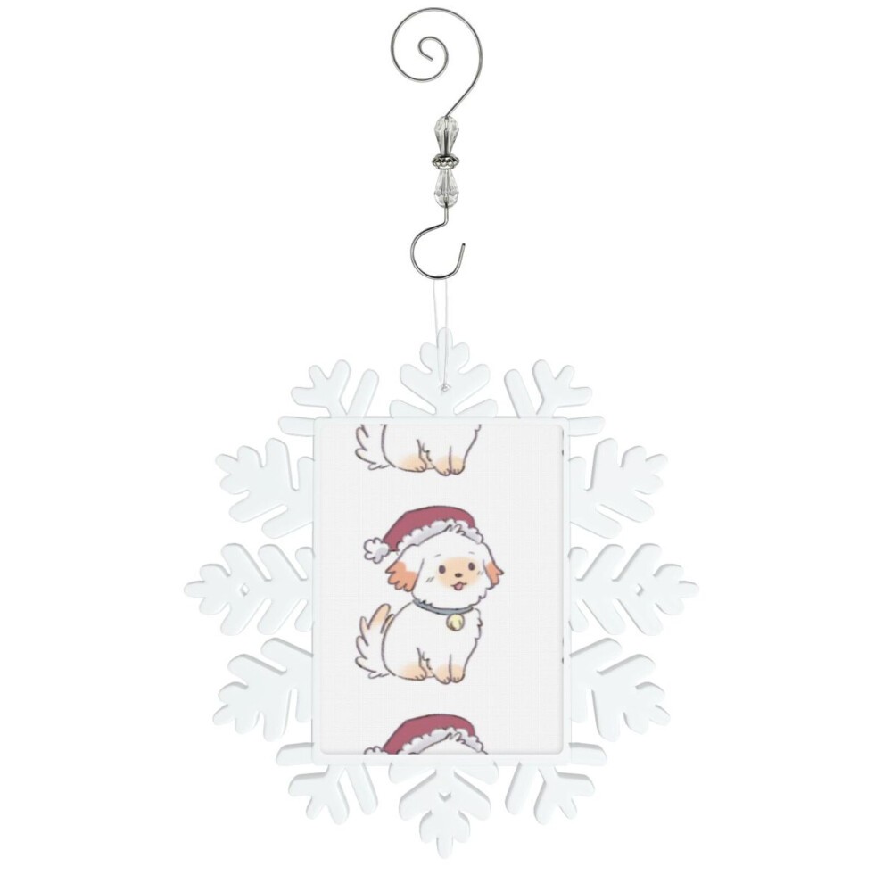 (Christmas Puppy=2723) Christmas Ornament Snowflake Tree Decoration Car Hanging Charm Gift with Hook Keepsake for Friends Family