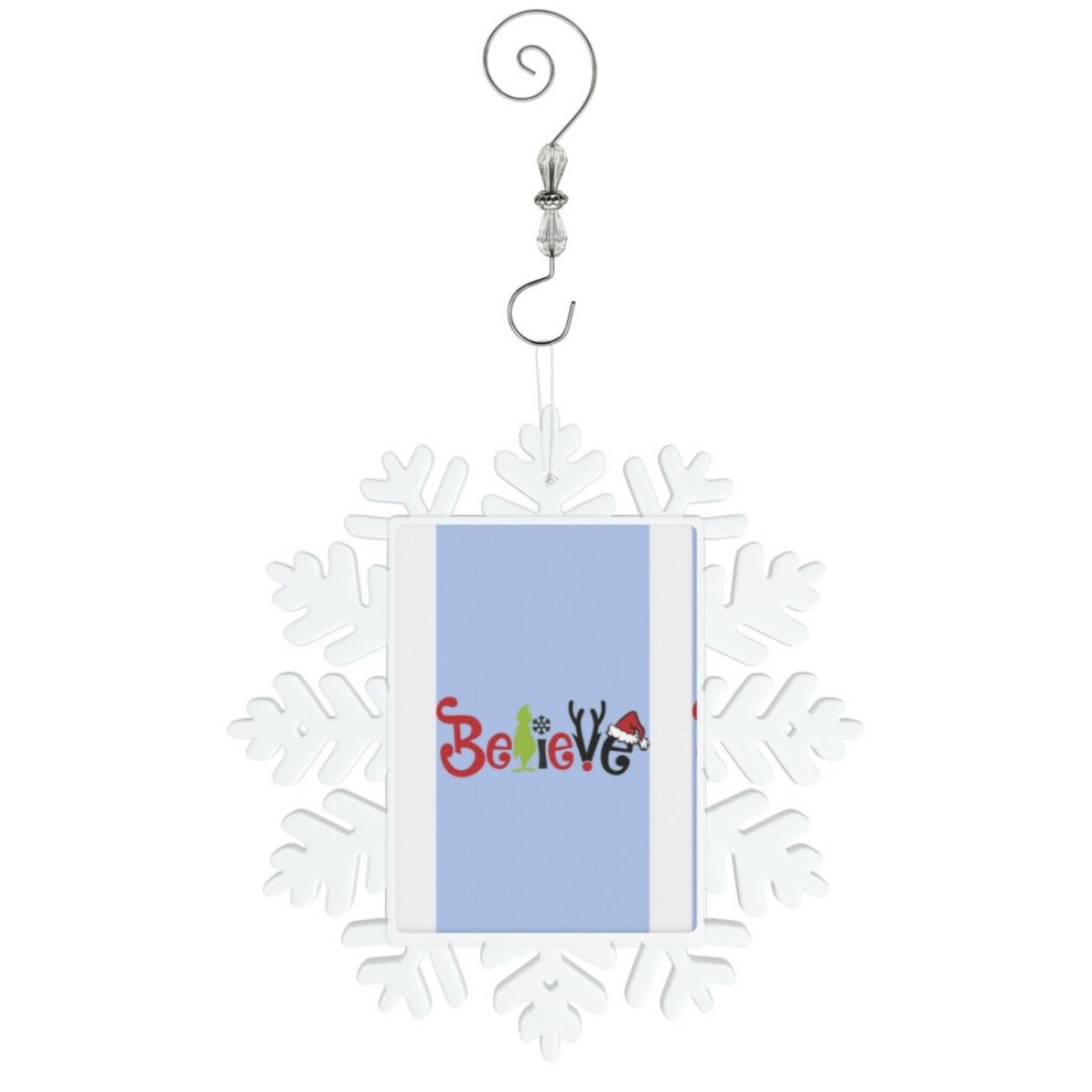 (Believe Christmas Santa Elf=4890) Christmas Ornament Snowflake Tree Decoration Car Hanging Charm Gift with Hook Keepsake for Friends Family