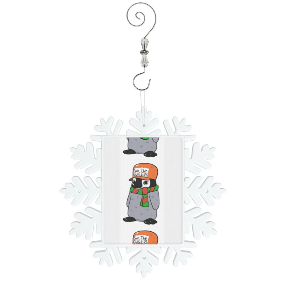 (Save the Glaciers Penguin=2564) Christmas Ornament Snowflake Tree Decoration Car Hanging Charm Gift with Hook Keepsake for Friends Family