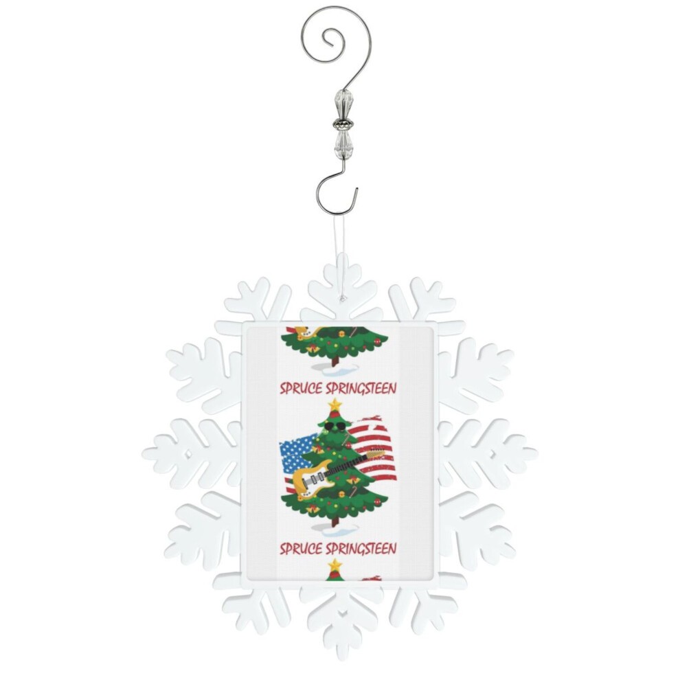(Spruce Springsteen=8775) Christmas Ornament Snowflake Tree Decoration Car Hanging Charm Gift with Hook Keepsake for Friends Family