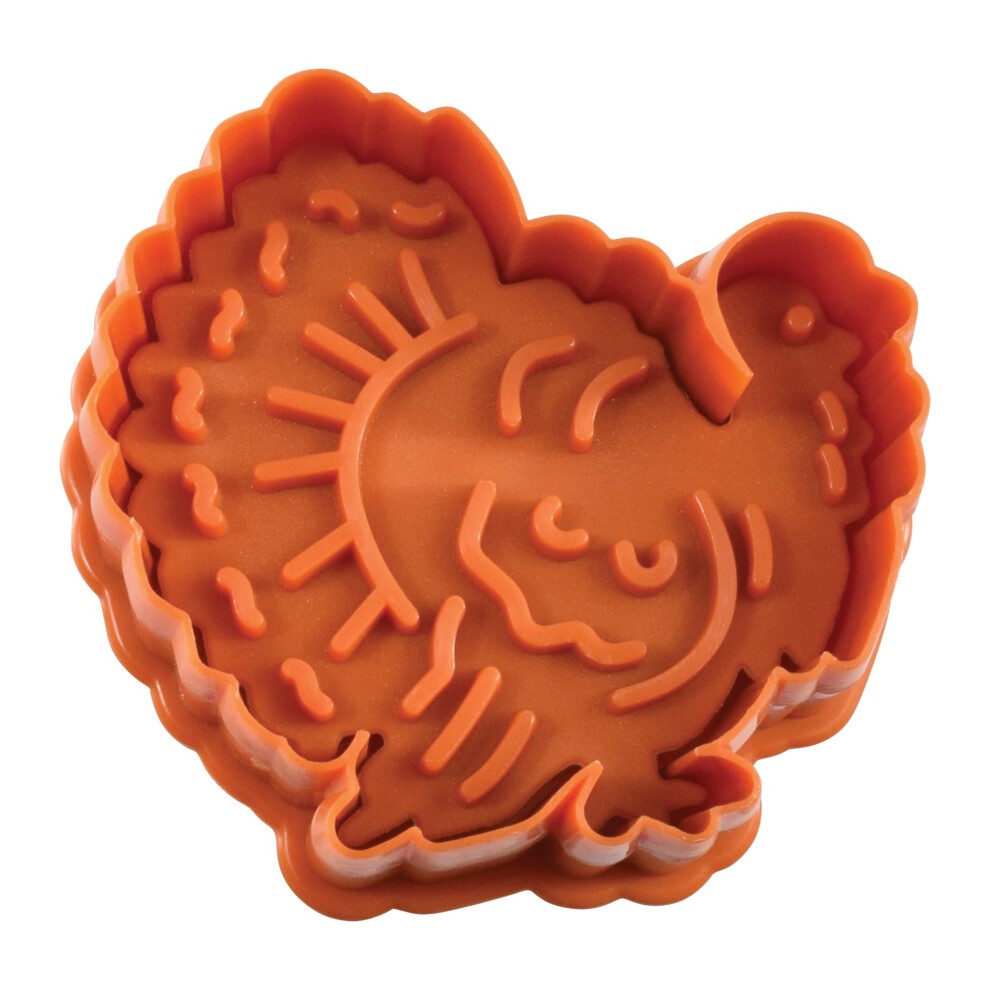 RM Autumn Theam Pastry  Cookie Stamper Set of 4 Assorted Designs  Colors  Turkey  Acorn  Pumpkin  Oak Leaf 2 Inch Assorted thumbnail