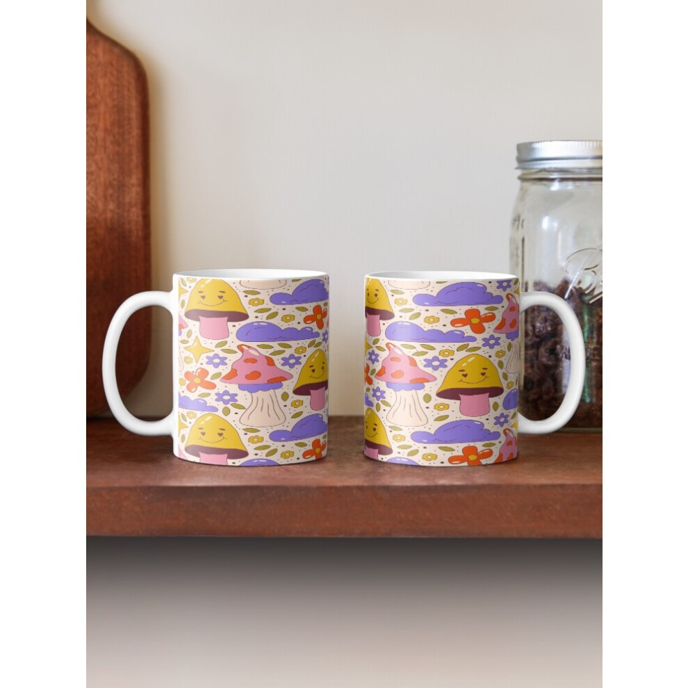(Trippy Groovy Seamless Pattern for a Psychedelic Blast from the Past-7796) Coffee Mugs 11oz CHILLIN LIKE a VILLIAN Super Primium Graphic (ProAry) Cer
