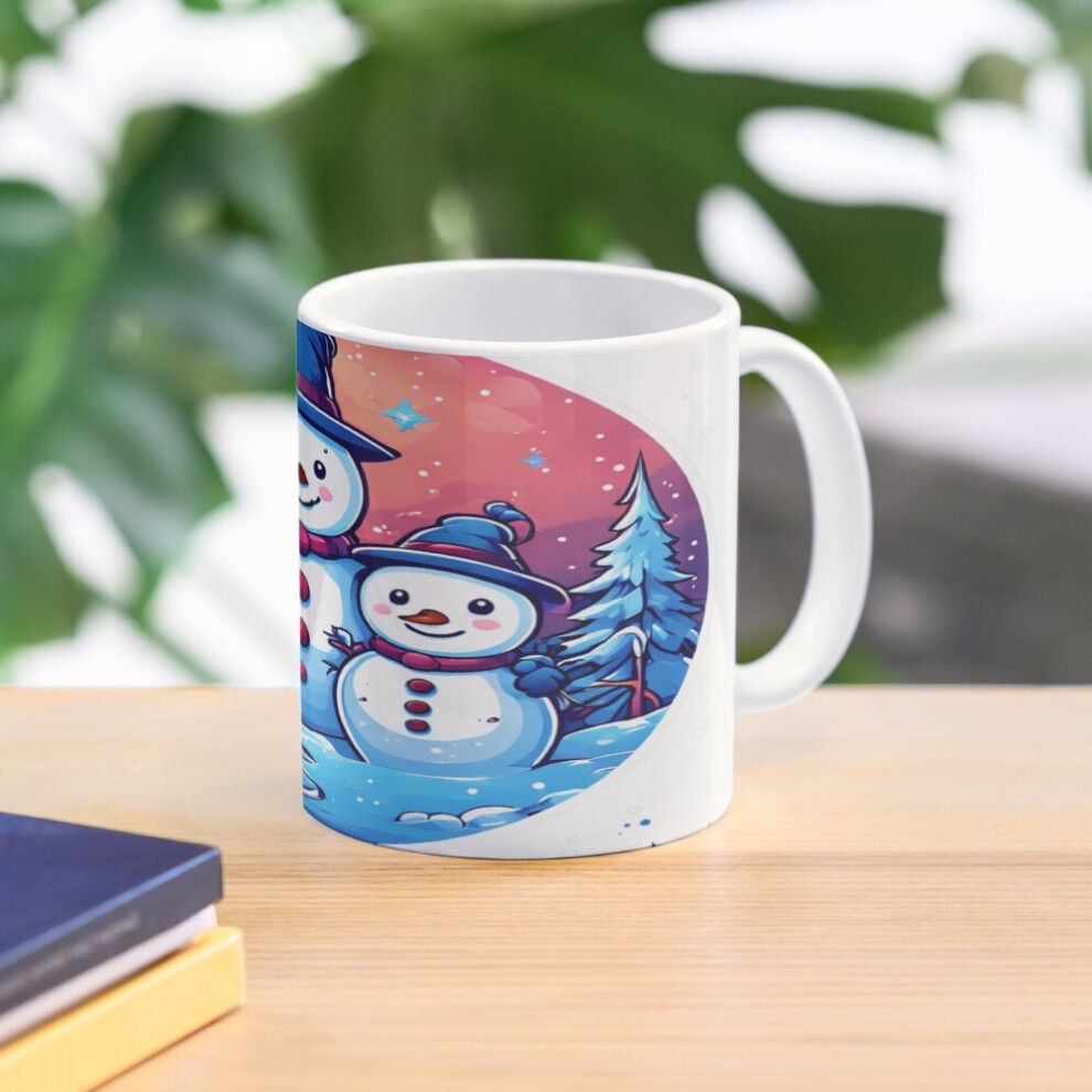 (Hope Your Christmas Is So Much Fun Snowman Family-9318) Coffee Mugs 11oz Traditional Red Ikat Pattern - Vibrant Tribal Textile Design Ceramic Mug Cut thumbnail