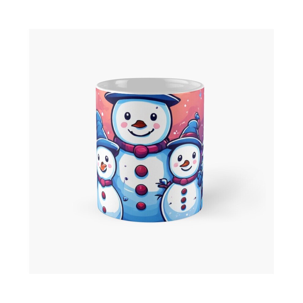 (Hope Your Christmas Is So Much Fun Snowman Family-9318) Coffee Mugs 11oz Traditional Red Ikat Pattern - Vibrant Tribal Textile Design Ceramic Mug Cut thumbnail