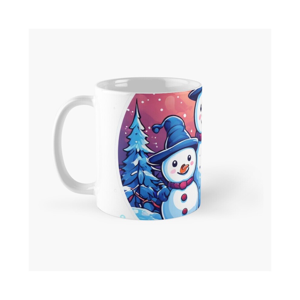 (Hope Your Christmas Is So Much Fun Snowman Family-9318) Coffee Mugs 11oz Traditional Red Ikat Pattern - Vibrant Tribal Textile Design Ceramic Mug Cut thumbnail