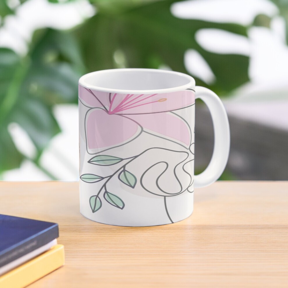 (Abstract Woman Looking Back with Flowers Line Art Boho Style-9657) Coffee Mugs 11oz Mikrokosmos Ceramic Mug Cute Novelty Christmas Gifts thumbnail