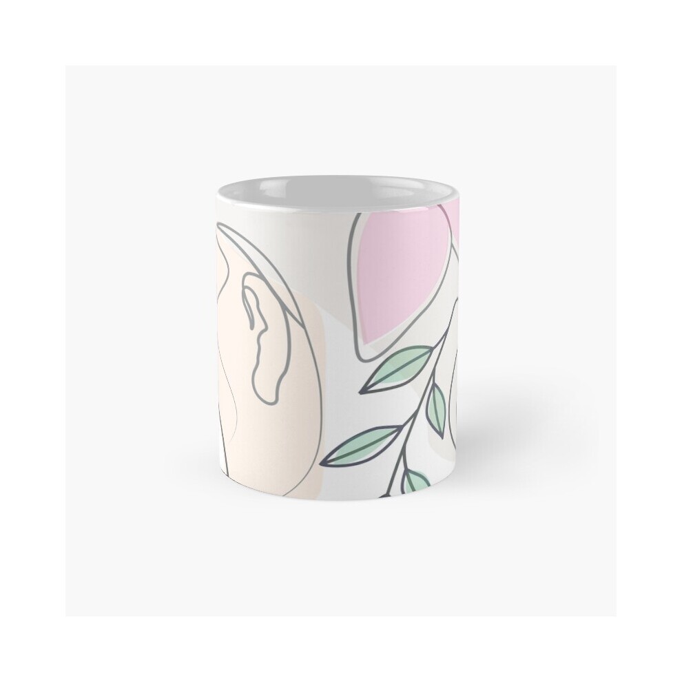 (Abstract Woman Looking Back with Flowers Line Art Boho Style-9657) Coffee Mugs 11oz Mikrokosmos Ceramic Mug Cute Novelty Christmas Gifts thumbnail