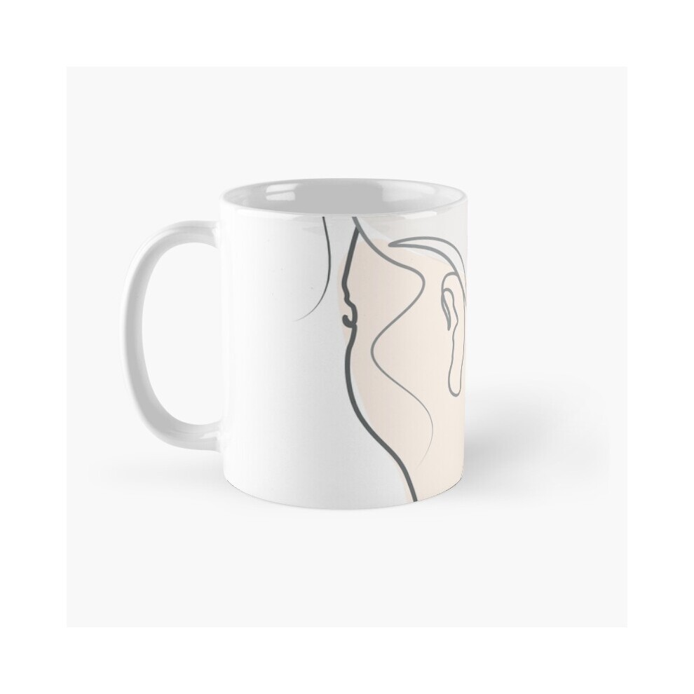 (Abstract Woman Looking Back with Flowers Line Art Boho Style-9657) Coffee Mugs 11oz Mikrokosmos Ceramic Mug Cute Novelty Christmas Gifts thumbnail