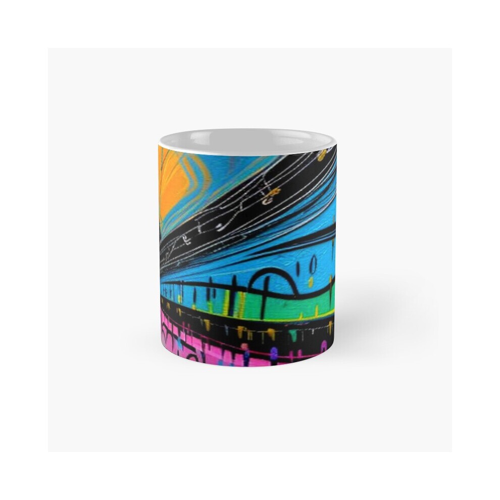 (Abstract in the City Art-9797) Coffee Mugs 11oz Pixel Art Digital Icons Pattern - Retro Gaming and Tech Ceramic Mug Cute Novelty Christmas Gifts thumbnail