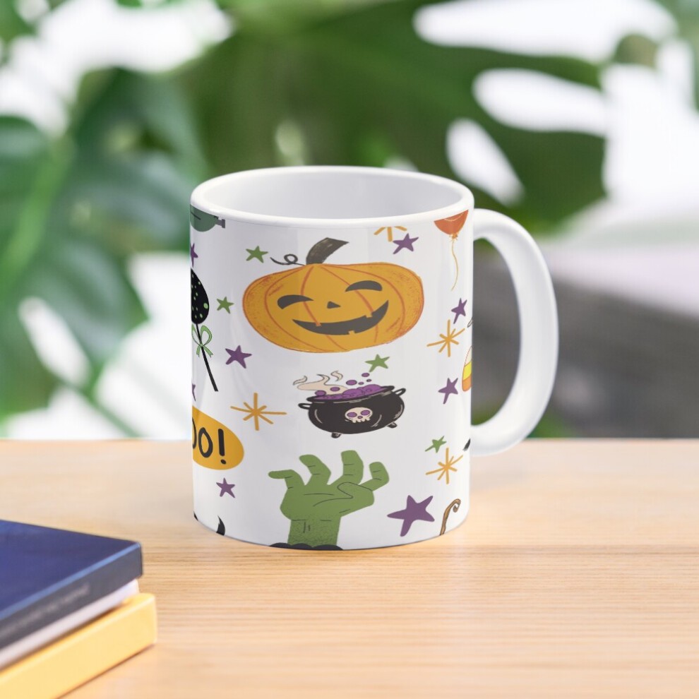 (Happy Halloween Pattern-9734) Coffee Mugs 11oz Indian Leaf Design Ceramic Mug Cute Novelty Christmas Gifts thumbnail