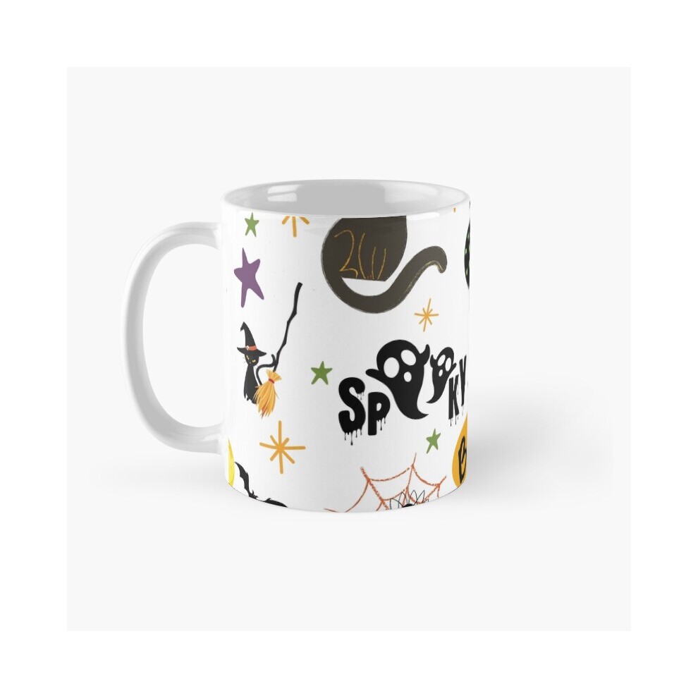 (Happy Halloween Pattern-9734) Coffee Mugs 11oz Indian Leaf Design Ceramic Mug Cute Novelty Christmas Gifts thumbnail