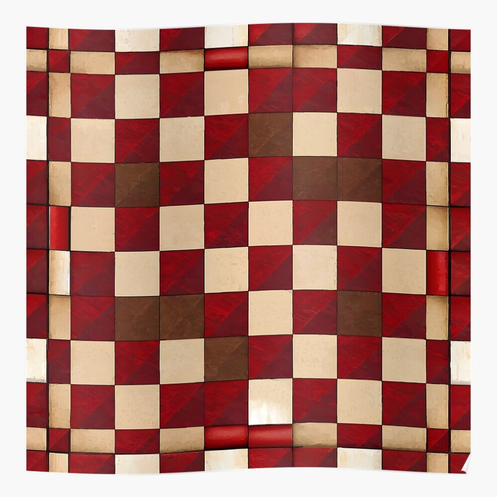 (Checkerboard: Dark Red and Light Beige Bold Style=4719) Posters 16x20