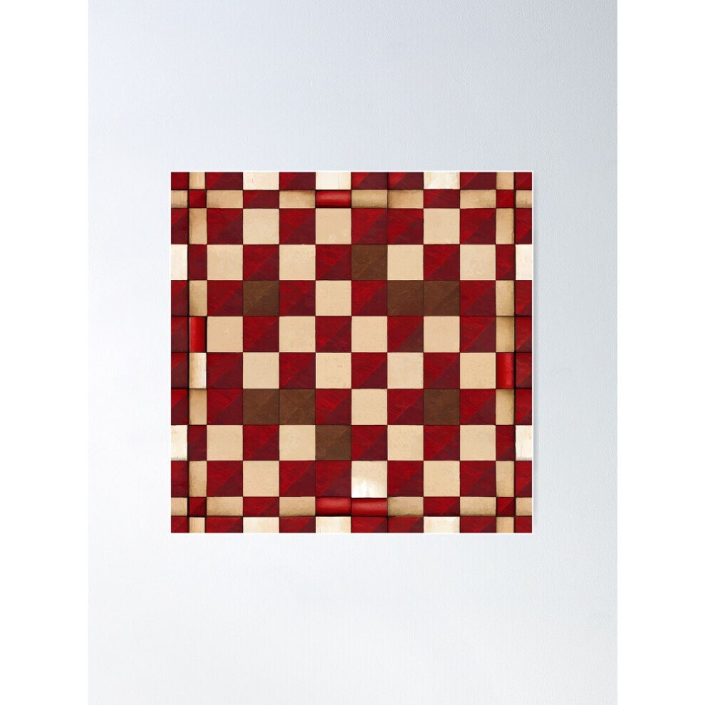 (Checkerboard: Dark Red and Light Beige Bold Style=4719) Posters 16x20
